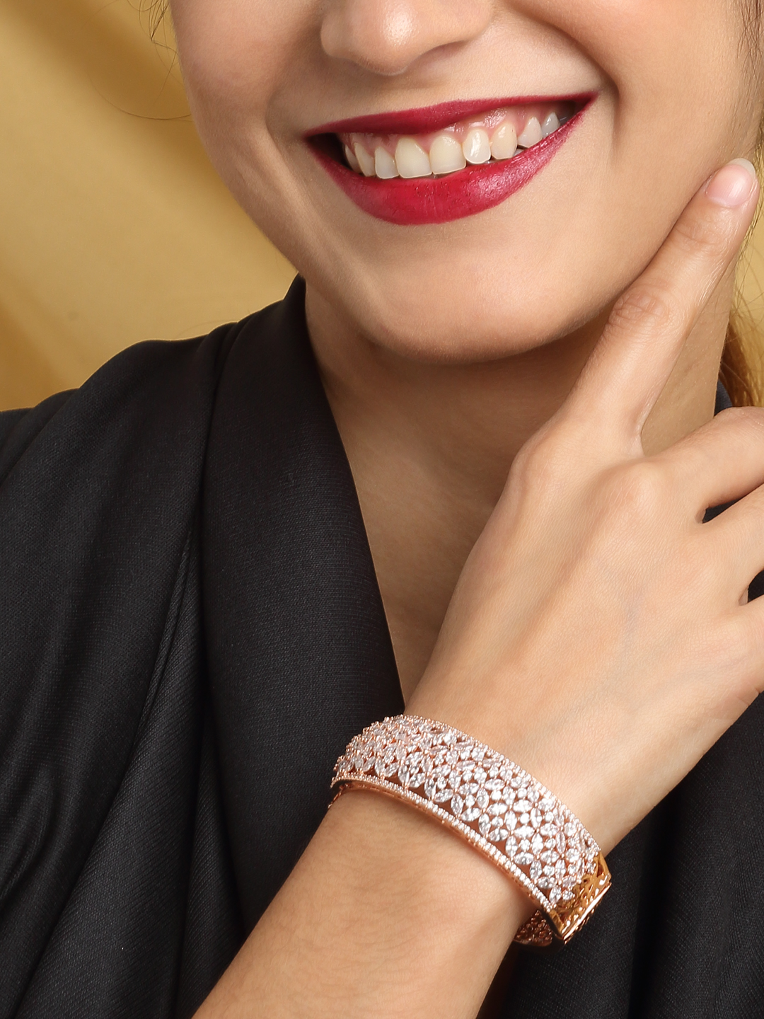 YouBella Jewellery Celebrity Inspired Gold Plated American Diamond Bracelet for Girls and Women